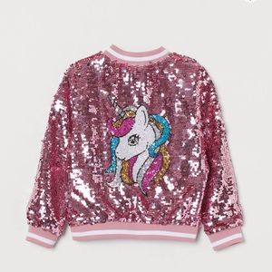 H M Girls Sequin Jacket (7-8) Unicorn - New